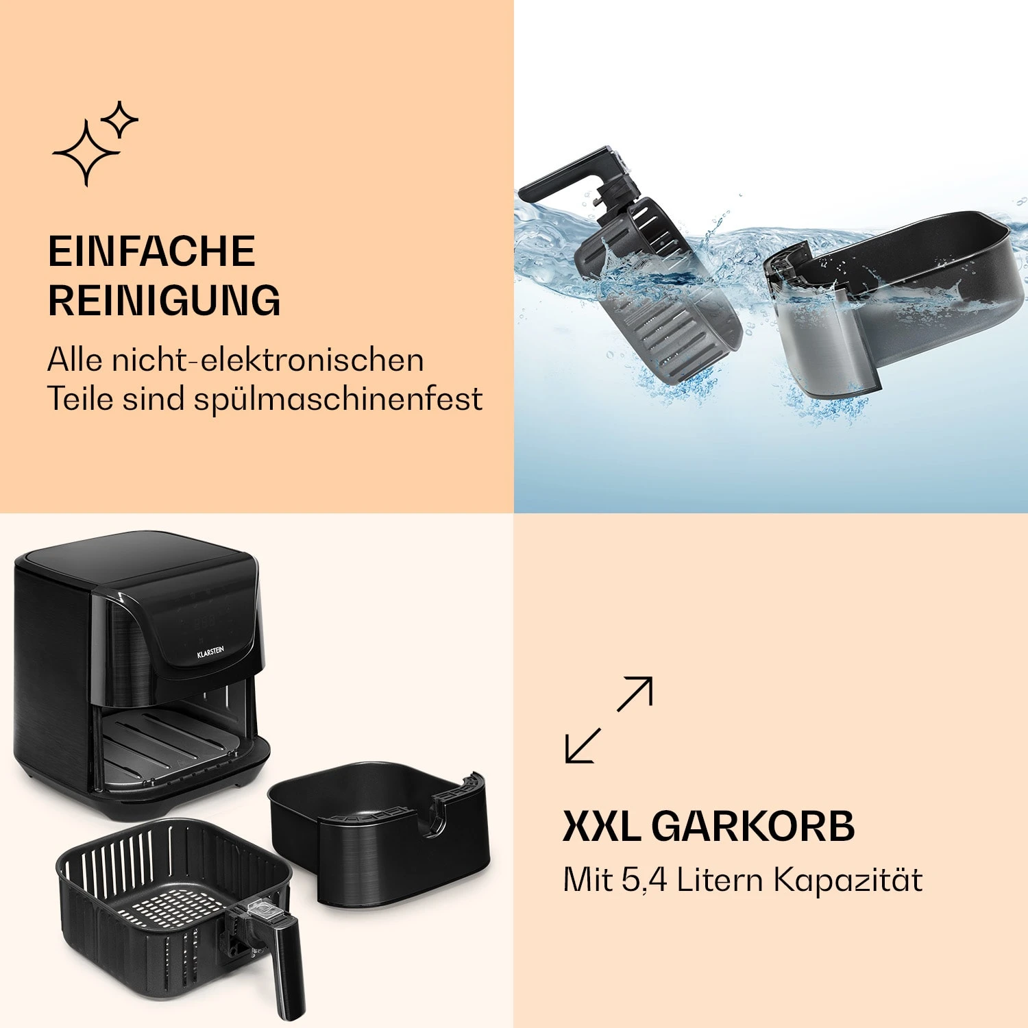 AeroVital Deluxe Heißluftfritteuse 1700W 5,4 Liter Edelstahl – Bild 6