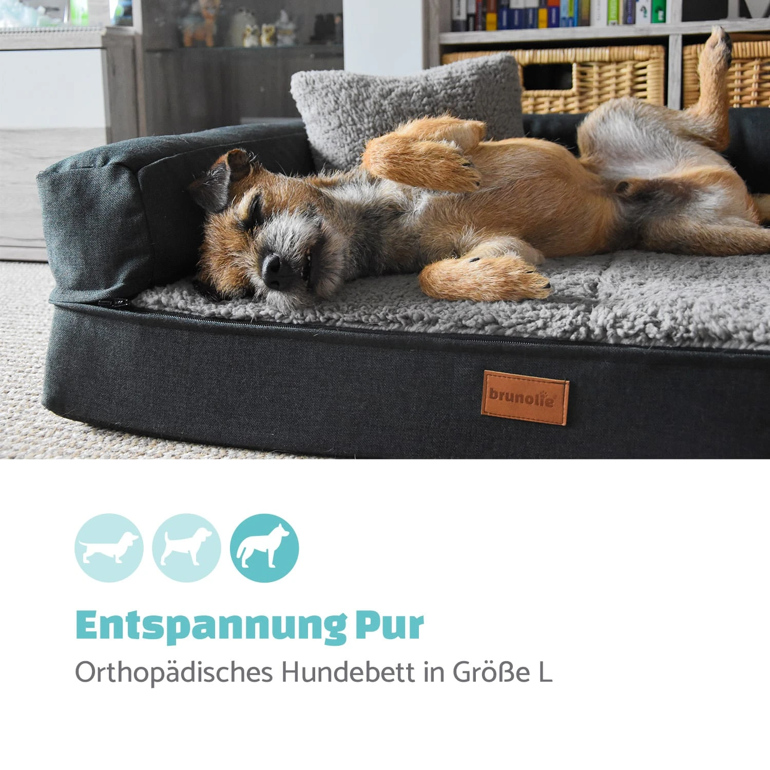 Odin Hundesofa Waschbar Orthopädisch Rutschfest Memory-Schaum Größe L – Bild 2