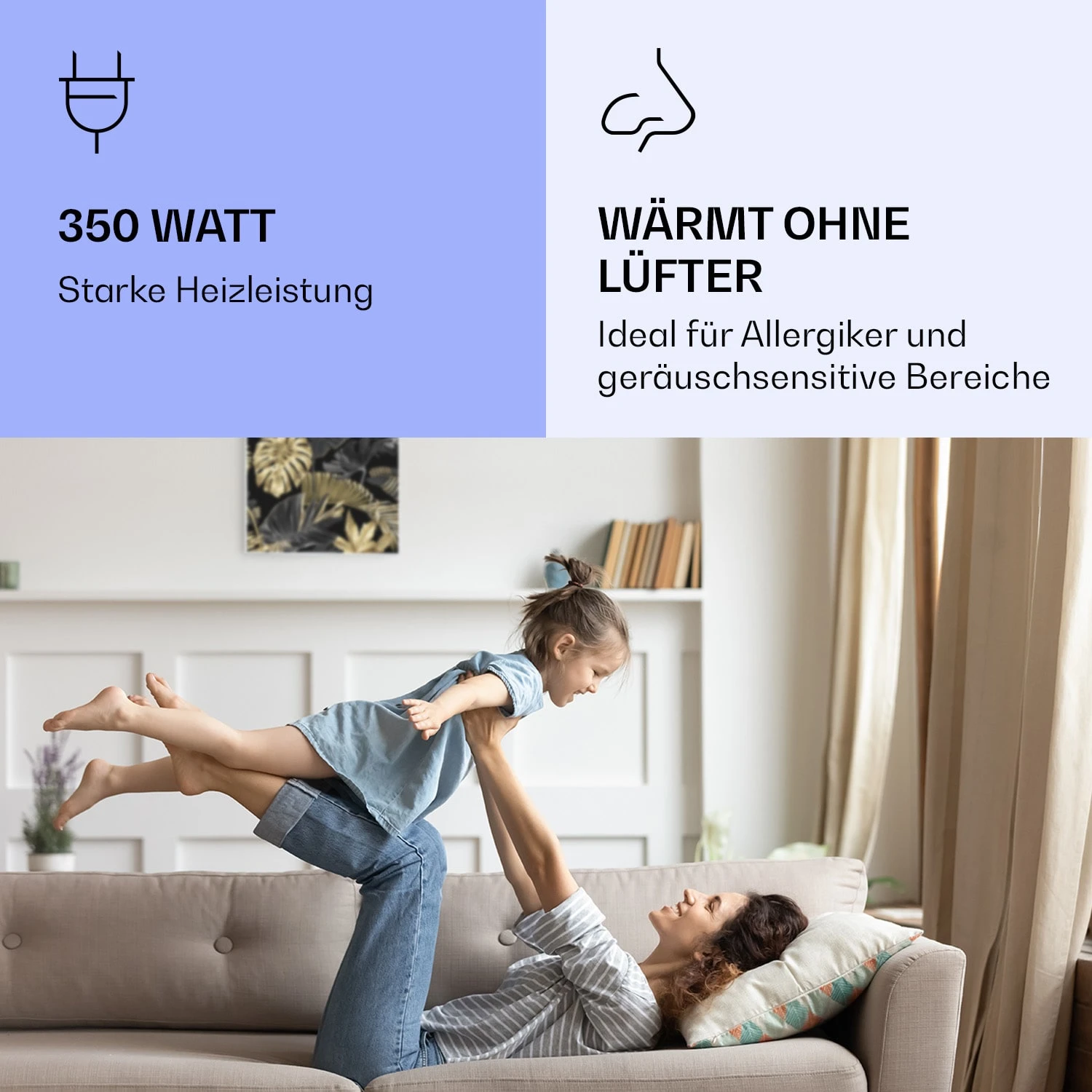 Wonderwall Air Art Smart Infrarotheizung Schwarze Blume 60x60cm 350W – Bild 5