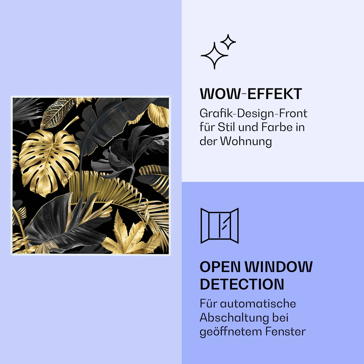 Wonderwall Air Art Smart Infrarotheizung Schwarze Blume 60x60cm 350W – Bild 6