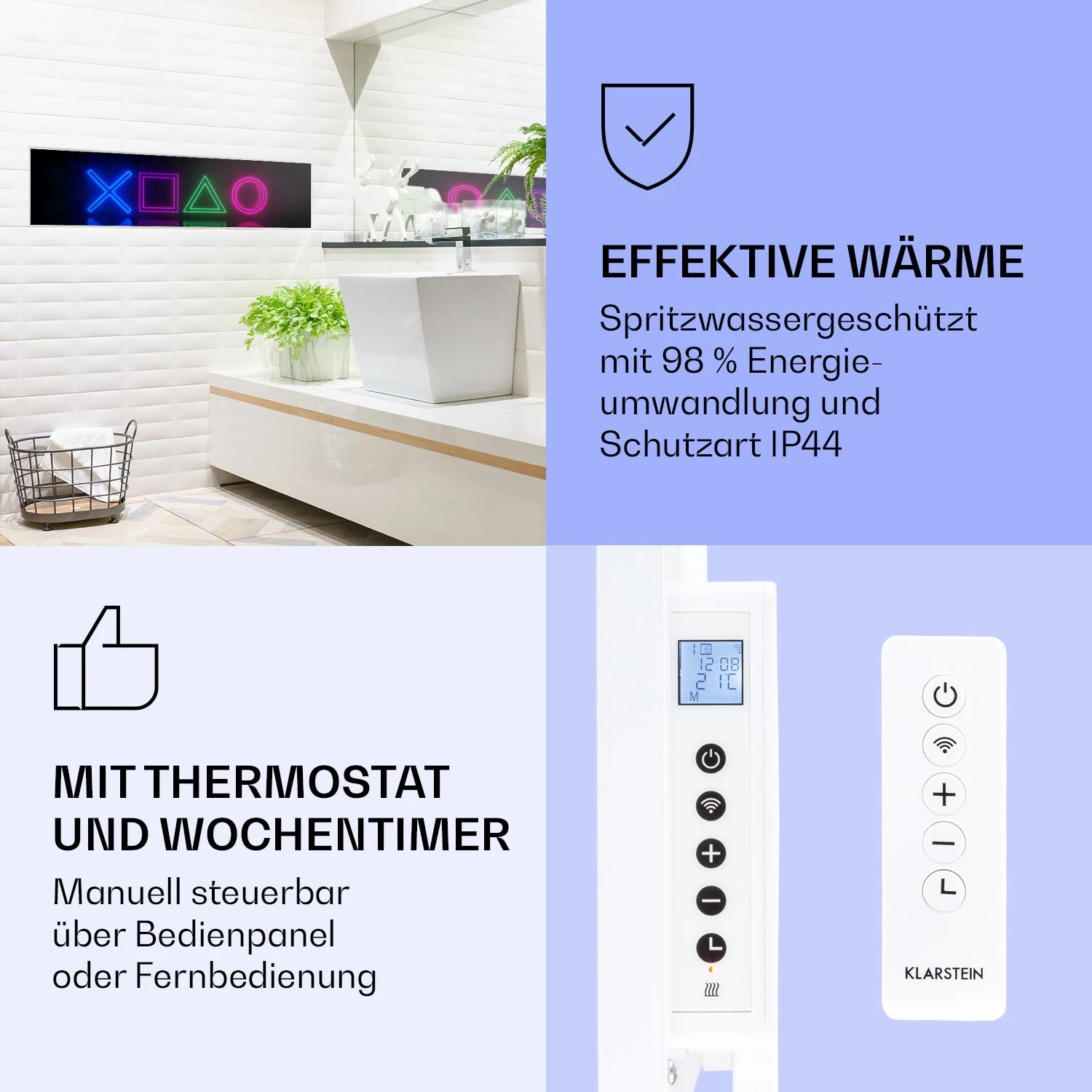 Wonderwall Air Art Smart Infrarotheizung Spiel 120x30cm 350W – Bild 4