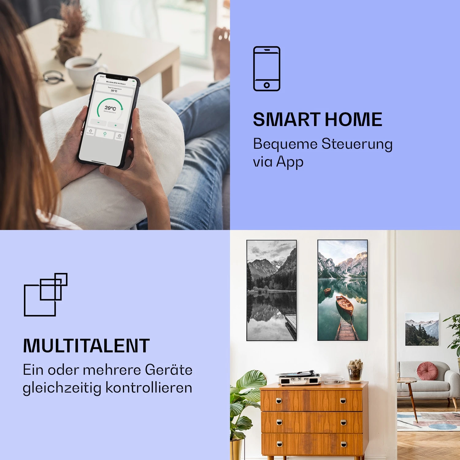 Wonderwall Air Art Smart Infrarotheizung See Vertikal 60x120cm 700W – Bild 2