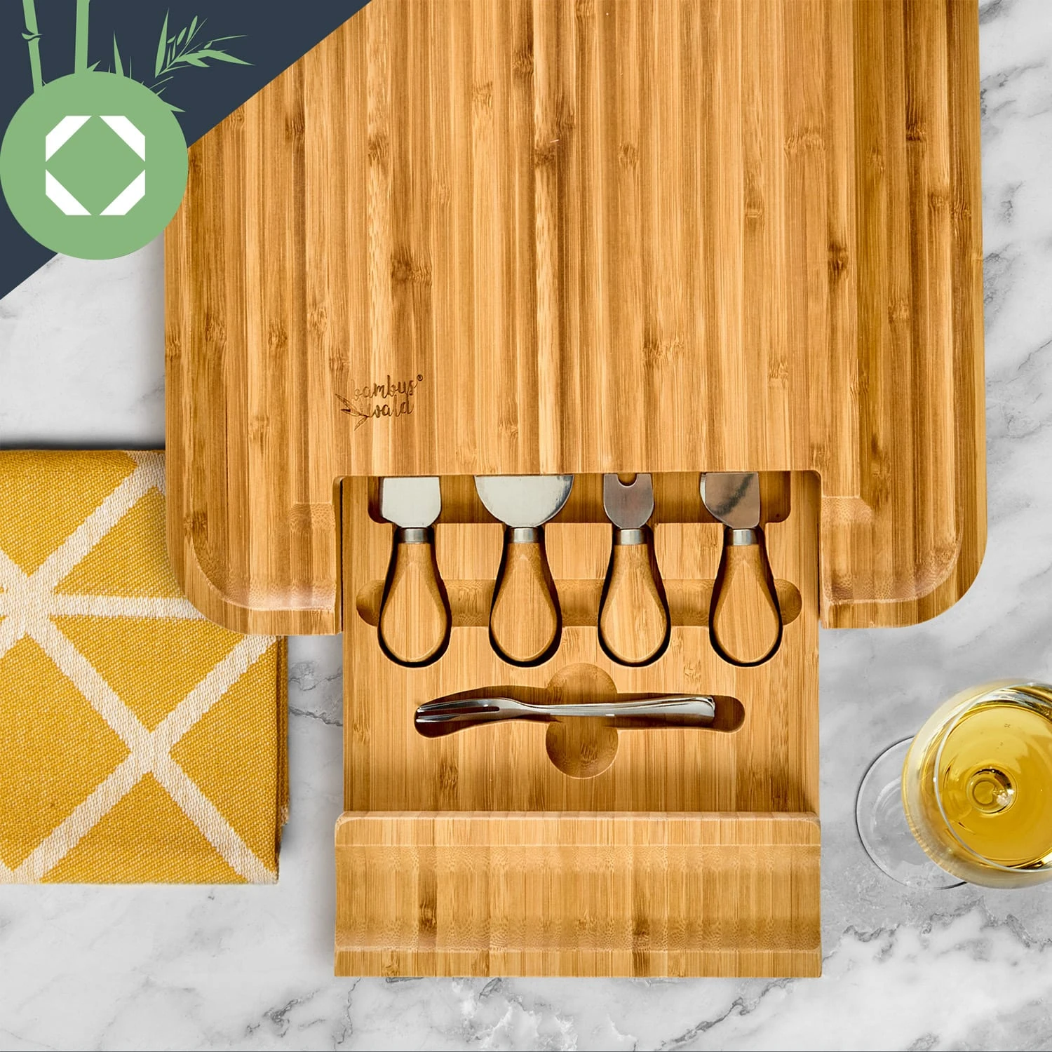 XXL-Käsebrett Schublade 34 X 4,5 X 34 Cm Käsebesteck Pflegeleicht – Bild 4