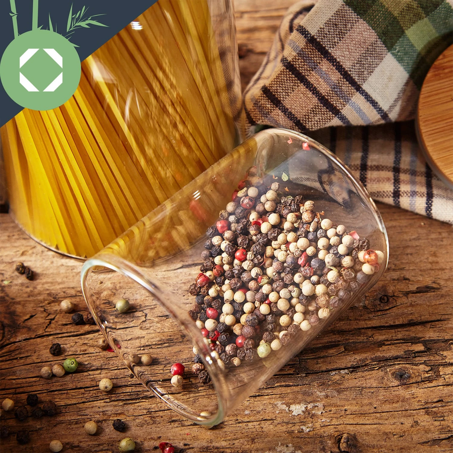 Rundes Glas Mit Bambusdeckel 4er-Set Inhalt: 600 Ml, 1000 Ml, 1500 Ml, 1800 Ml – Bild 5