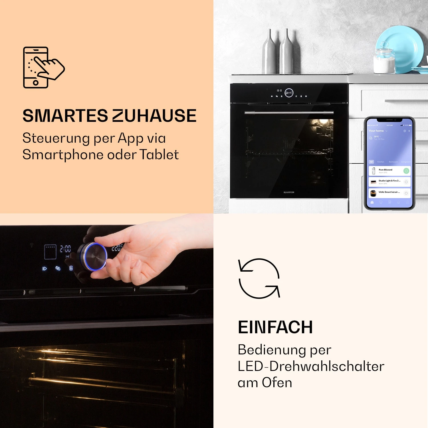 Illuminosa Smart Einbaubackofen 2800W 11 Funktionen App-Steuerung – Bild 3