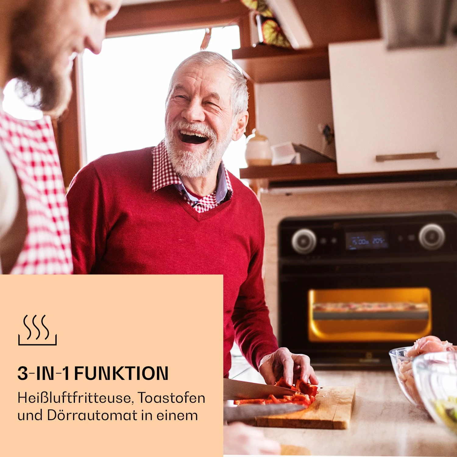 AeroVital Jumbo 3-in-1 Heißluftfritteuse Toaster Dörrautomat 1550 W 18 Liter – Bild 2