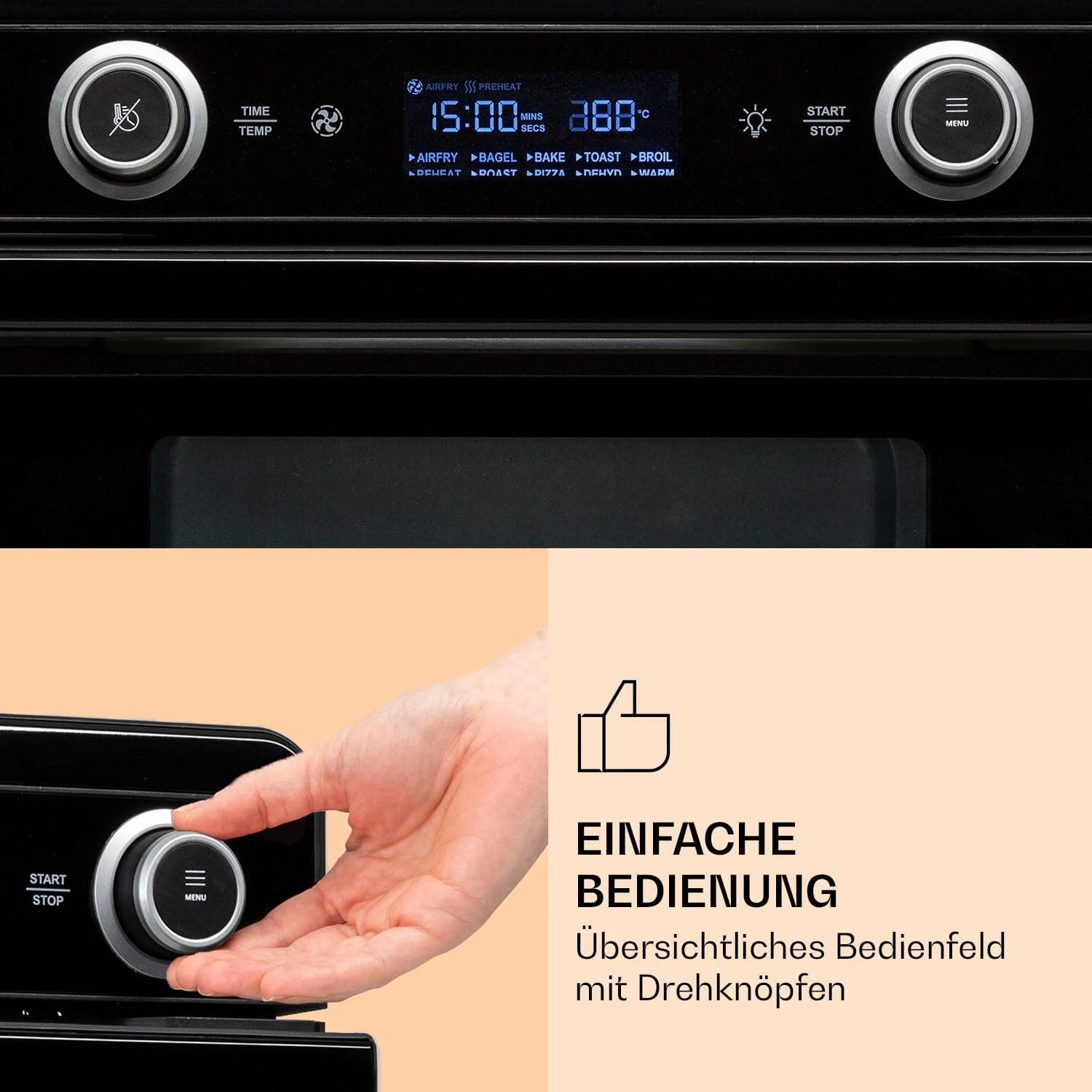 AeroVital Jumbo 3-in-1 Heißluftfritteuse Toaster Dörrautomat 1550 W 18 Liter – Bild 3