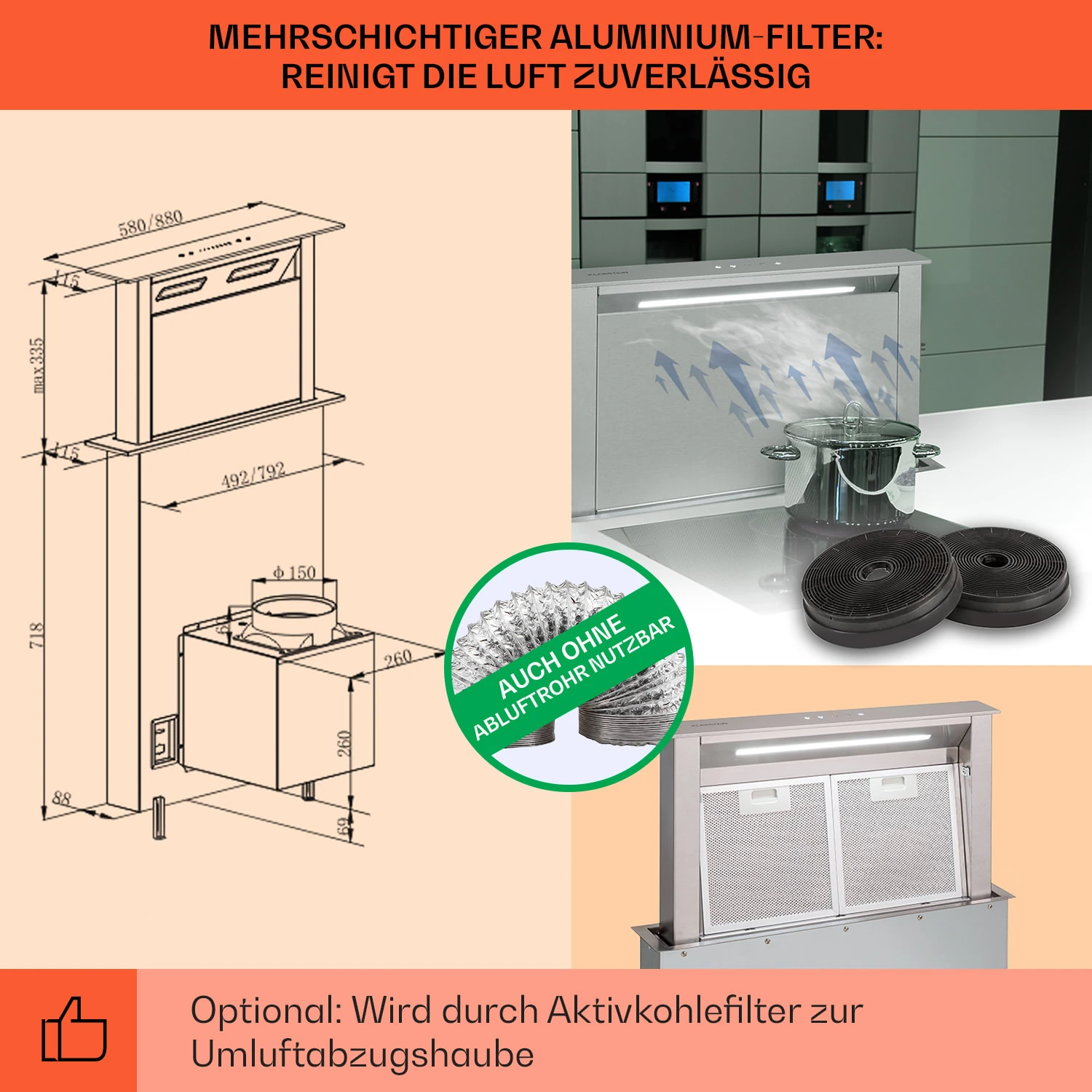Royal Flush Eco Dunstabzugshaube 60 Cm 576 M³/h A+ – Bild 5