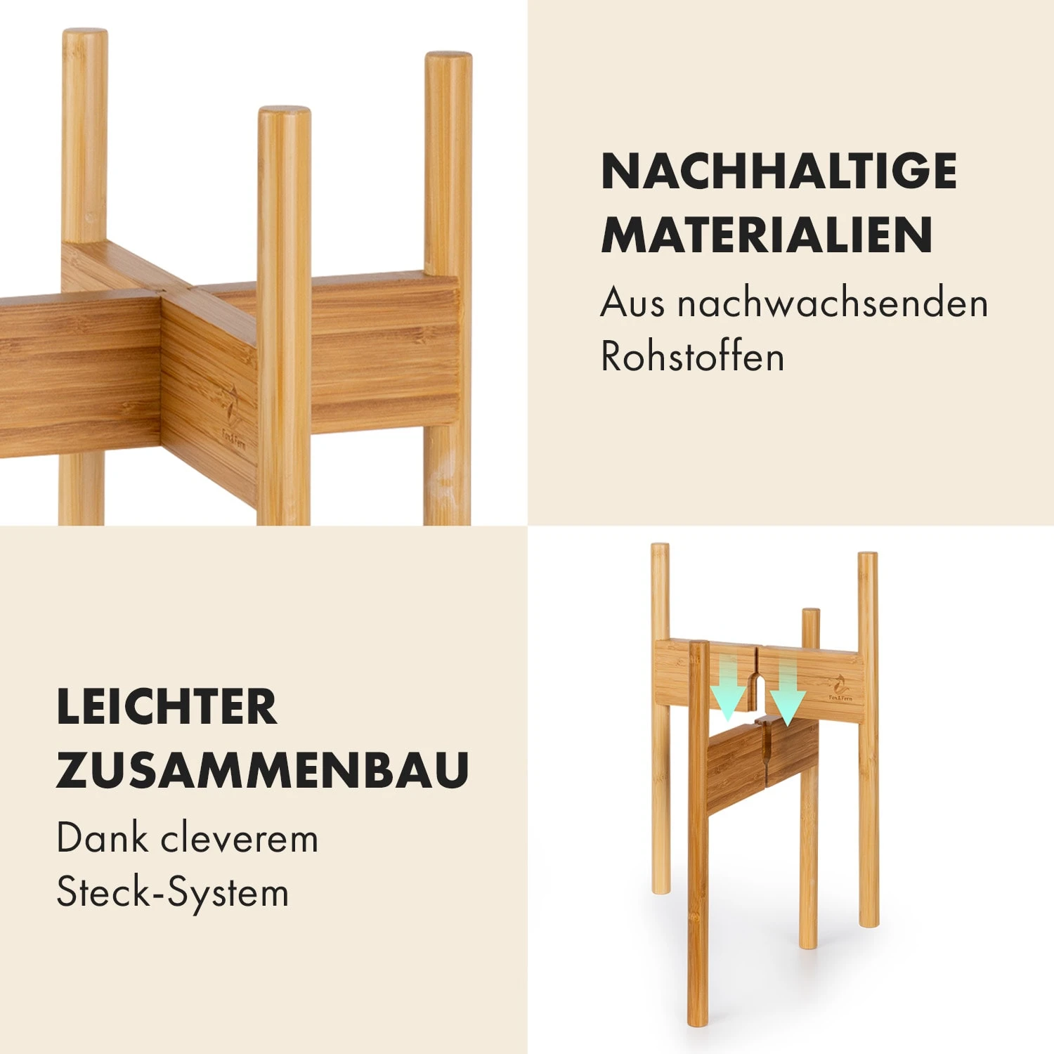 Zeist Pflanzenhalter 2 Höhen Kombinierbar Steck-Design Naturbelassen – Bild 4