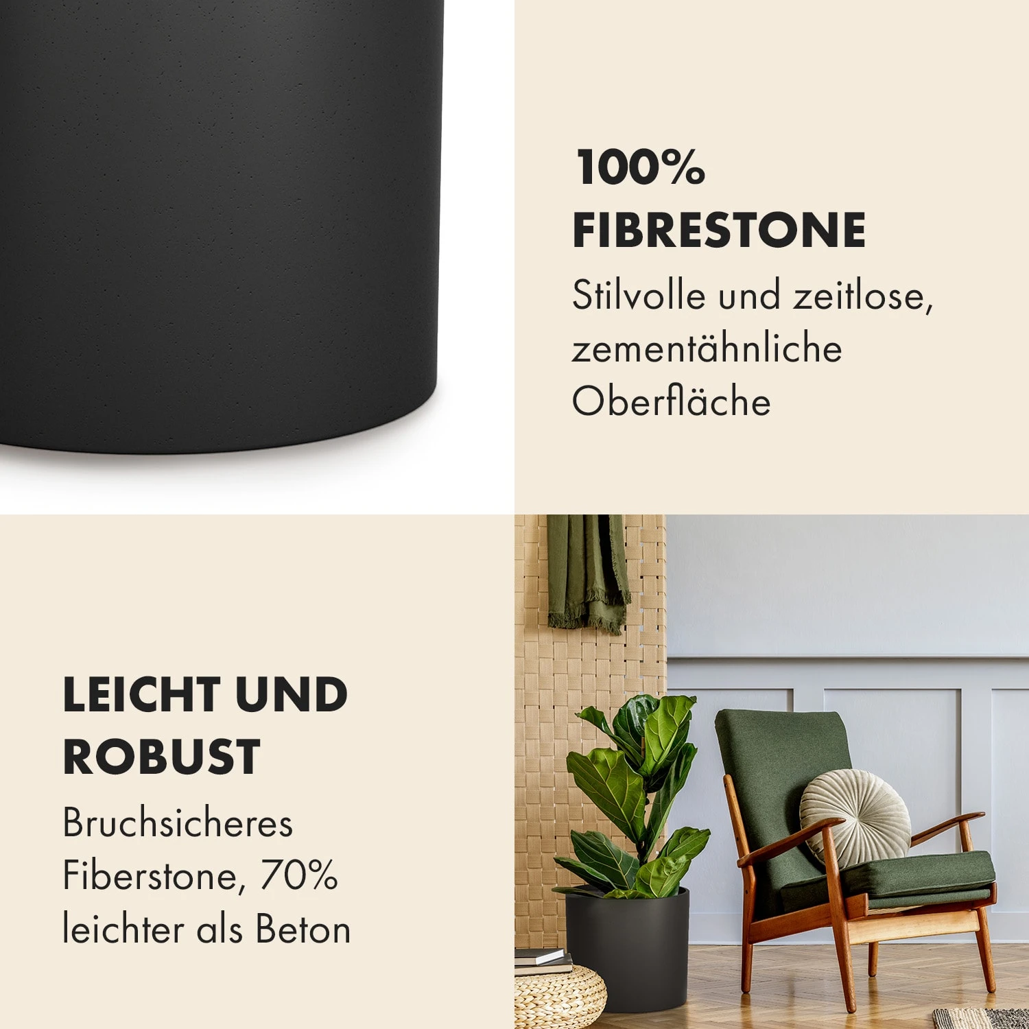 Gendt Pflanztopf Übertopf Faserstein In/Outdoor – Bild 3