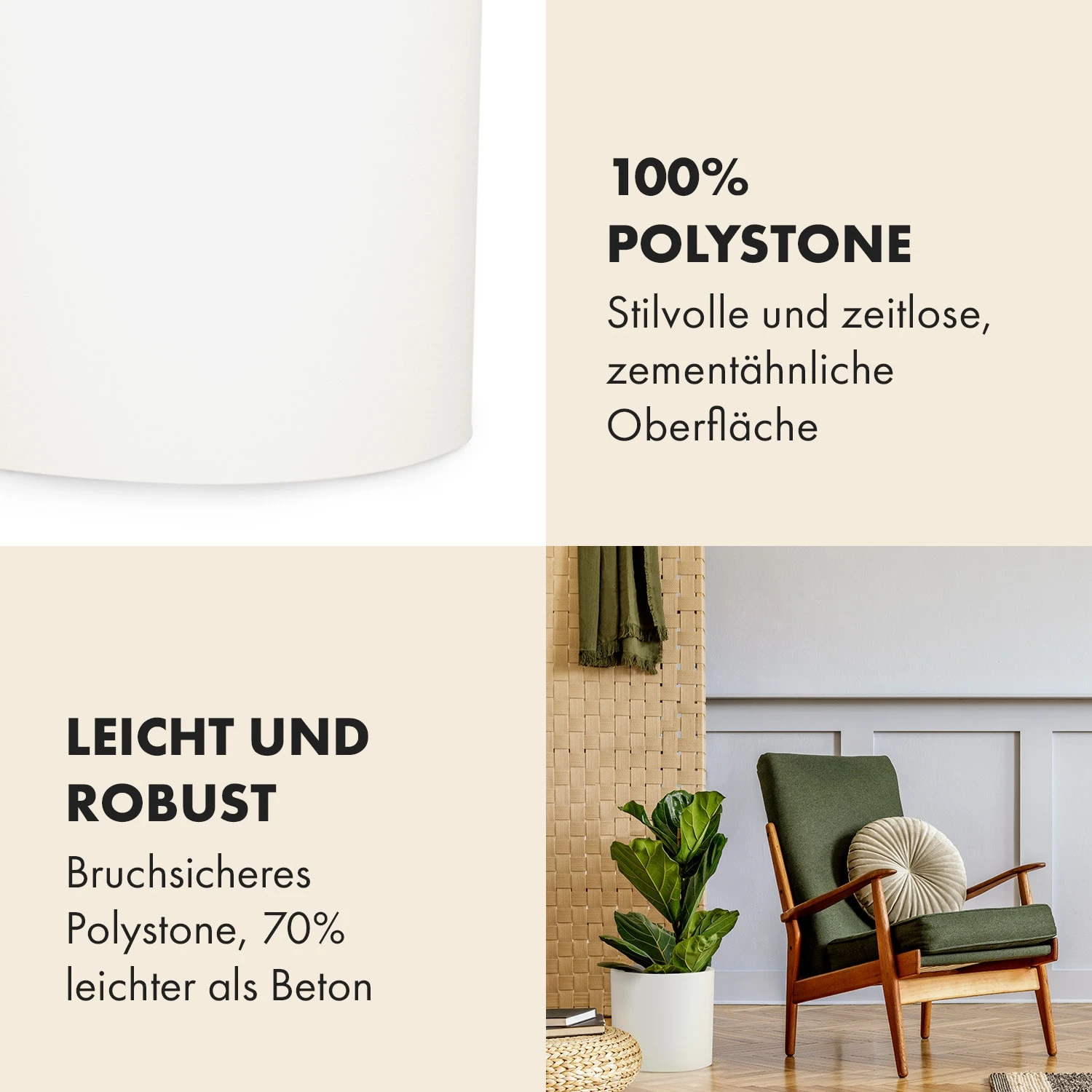 Venlo Blumentopf Polystone In- Und Outdoor 3 Größen – Bild 3