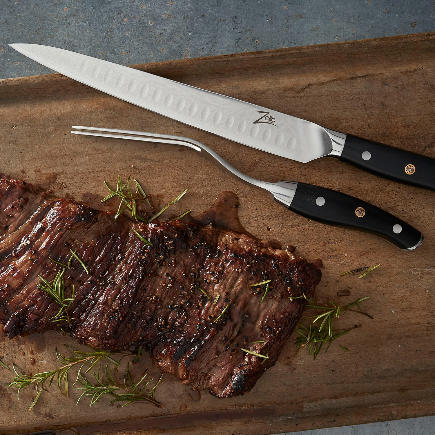 Alpha-Royal Japanese Serie 10" Tranchierbesteck Damaszener-Stahl – Bild 5