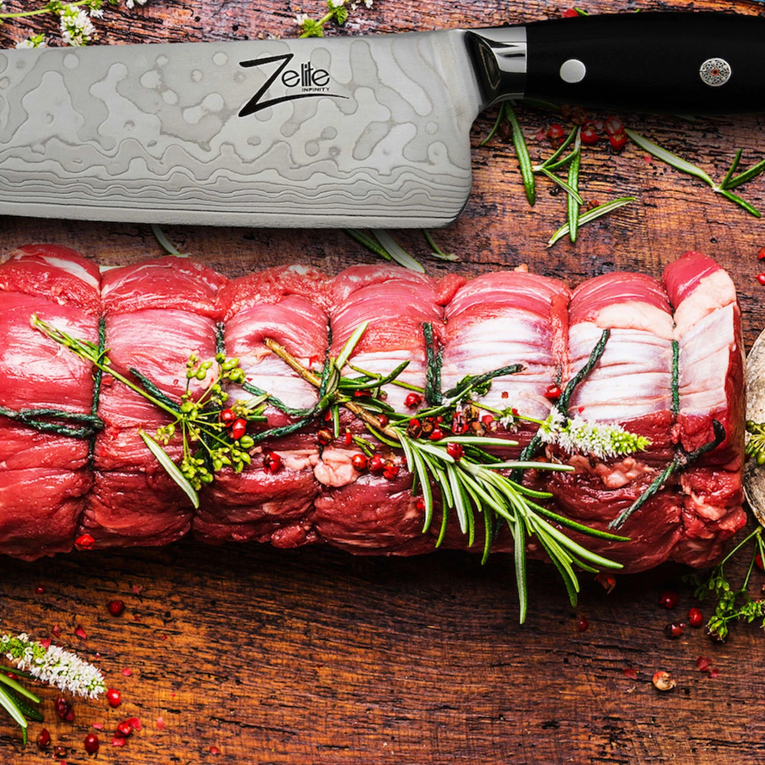 Executive-Plus Serie 10" Kochmesser 61 HRC Damaszenerstahl – Bild 4