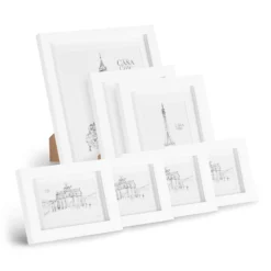 Chalcot Bilderrahmen 7er-Set 3 Größen Rechteckig Passepartout Echtholz