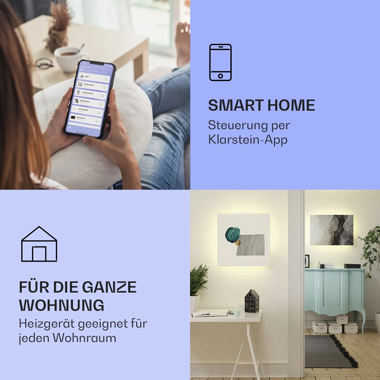 Mojave 750 Smart 2-in-1 Heizgerät Infrarot Konvektor 85x60cm 750W RGB-Licht – Bild 2