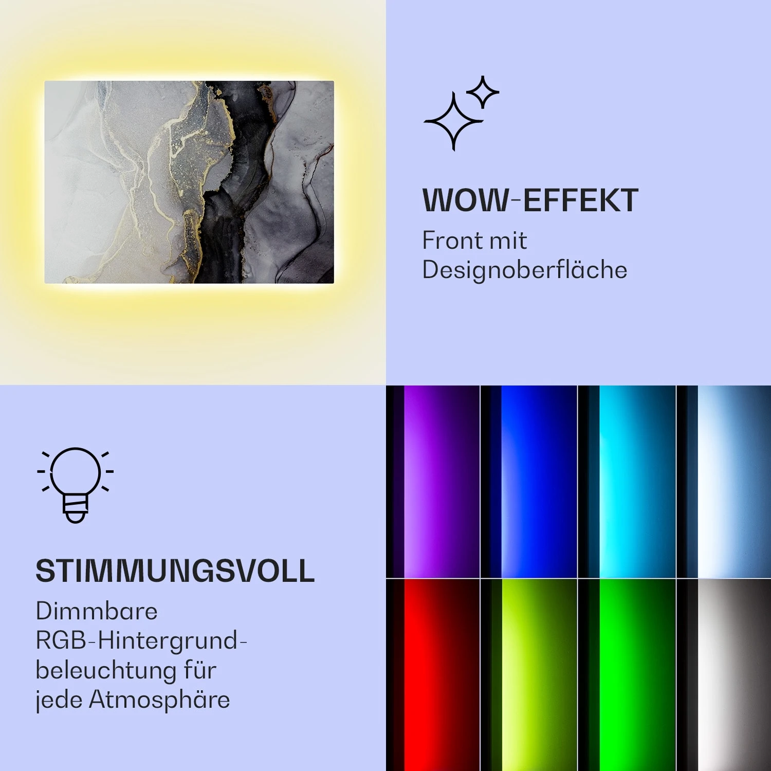 Mojave 750 Smart 2-in-1 Heizgerät Infrarot Konvektor 85x60cm 750W RGB-Licht – Bild 3