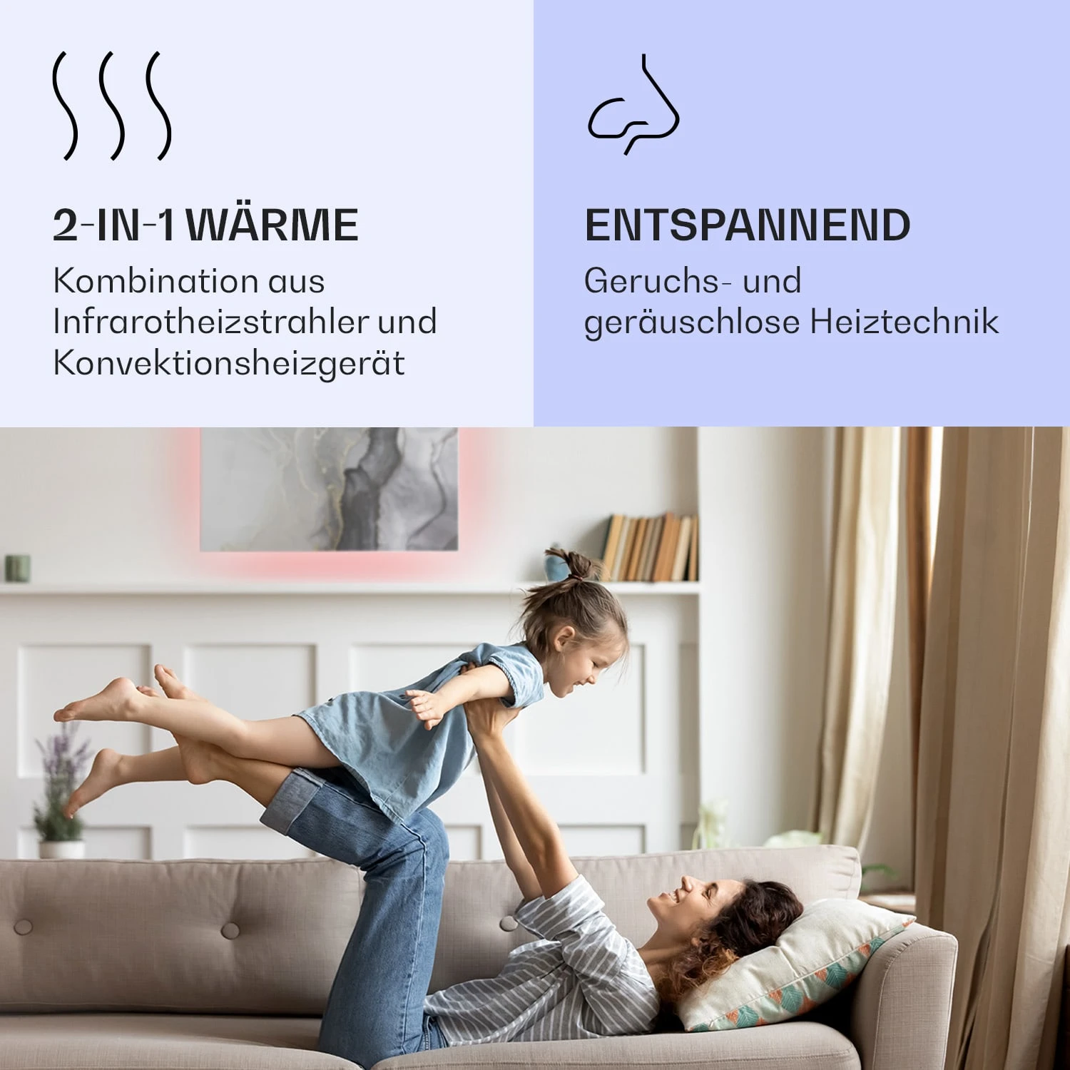 Mojave 750 Smart 2-in-1 Heizgerät Infrarot Konvektor 85x60cm 750W RGB-Licht – Bild 4