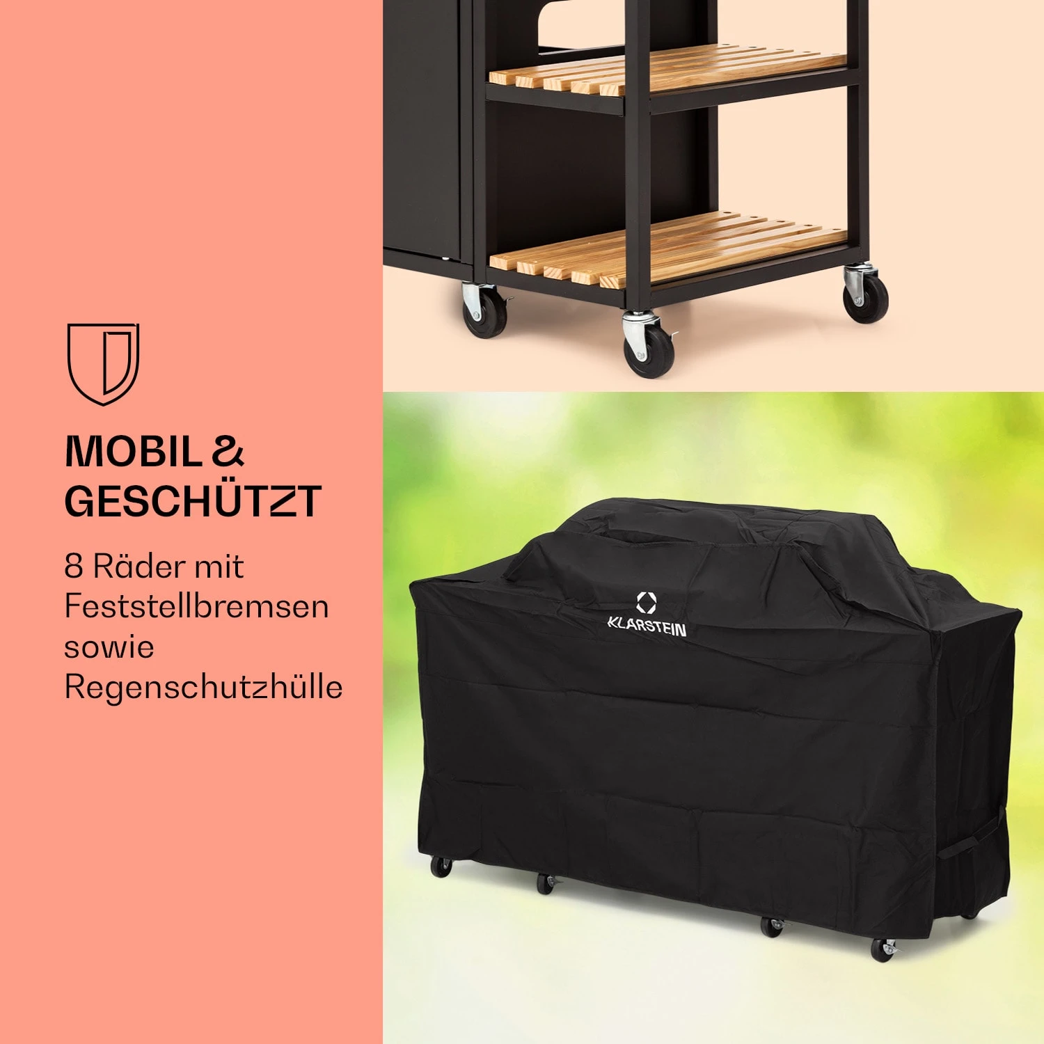 Jersey Outdoor Kitchen Gasgrill 20,7 KW 5+1 Brenner Mobil Regenschutz – Bild 7