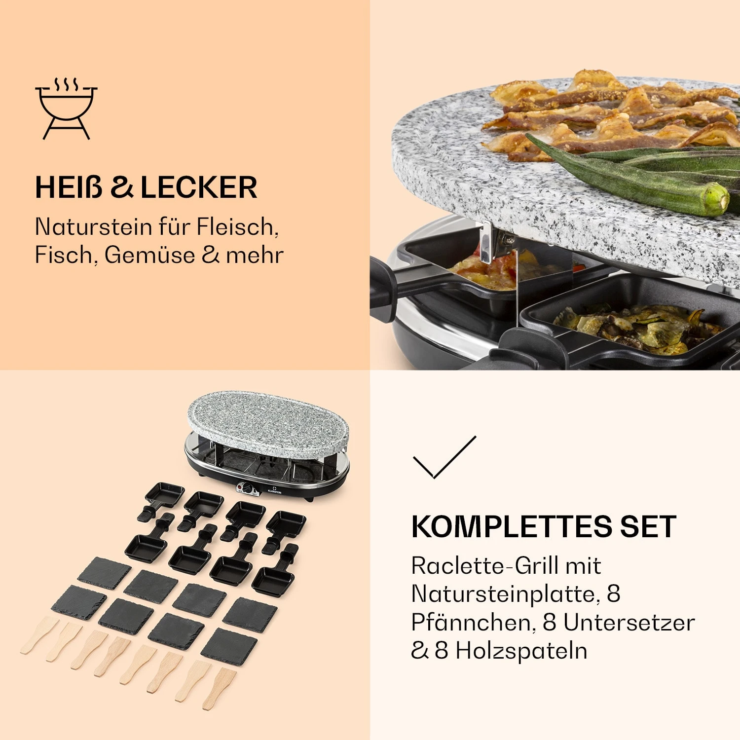 Steaklette Raclette Raclette-Grill Mit Zubehör Für 8 Personen – Bild 4
