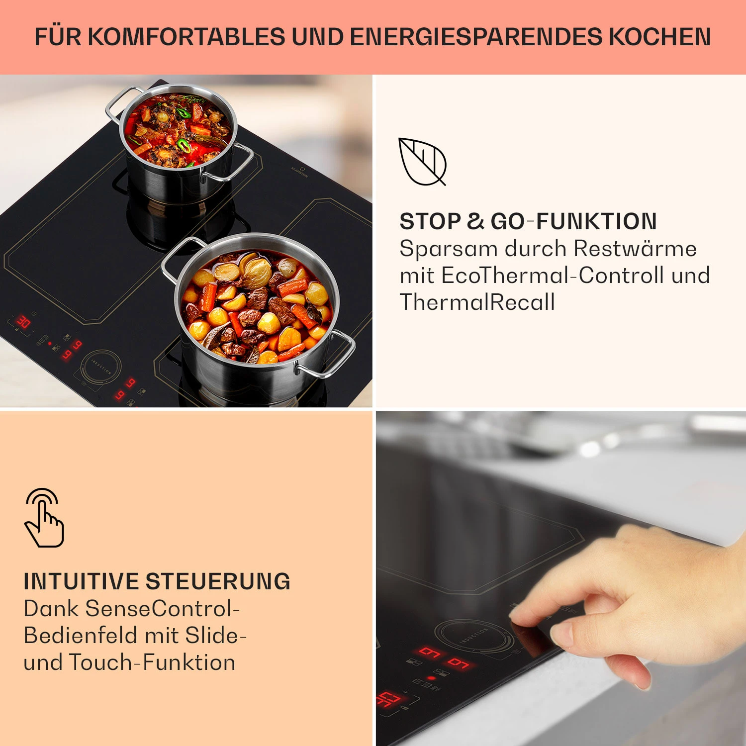 Victoria 4 Flex Induktionskochfeld Einbau 7000W 2 Flexzonen Timer – Bild 4