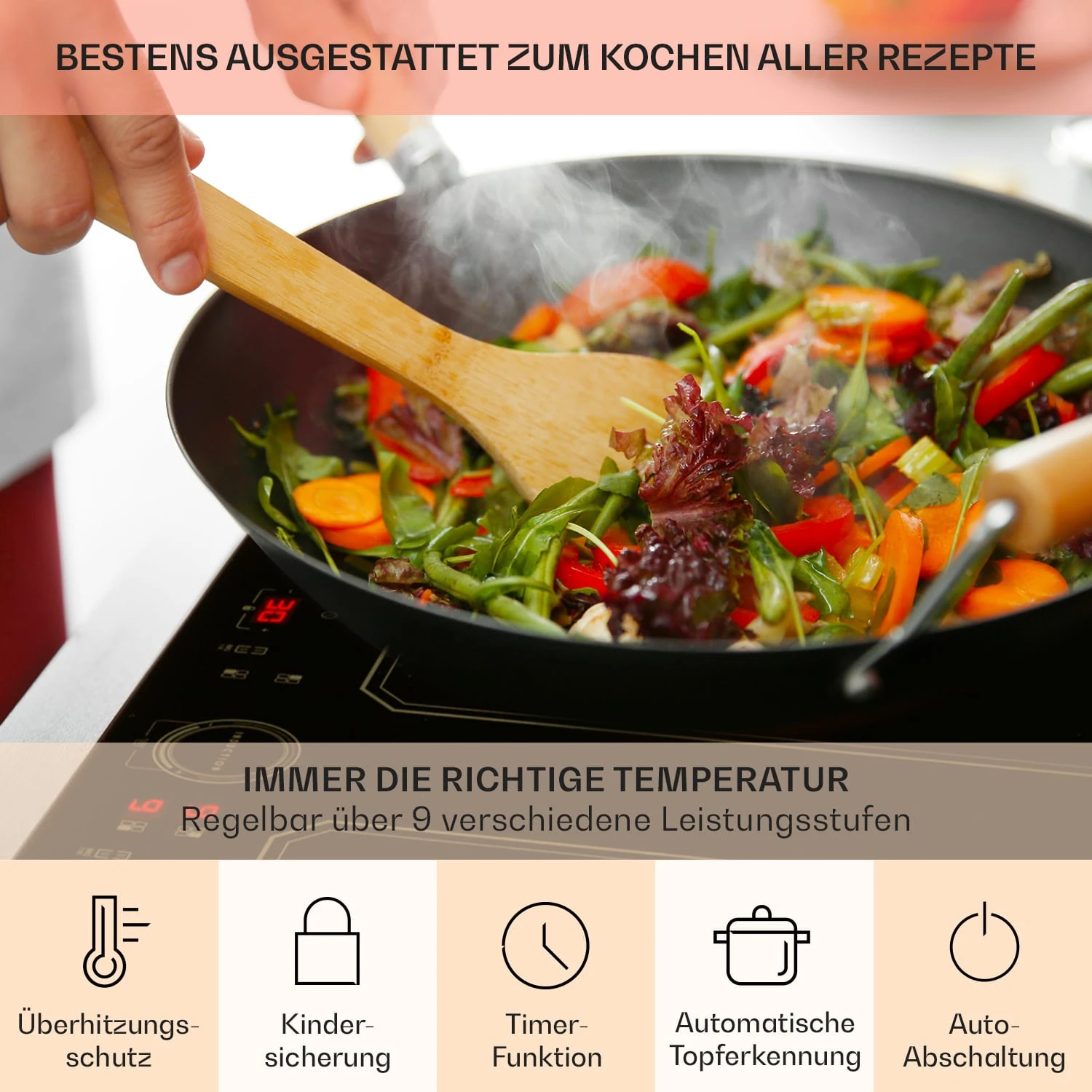 Victoria 4 Flex Induktionskochfeld Einbau 7000W 2 Flexzonen Timer – Bild 5