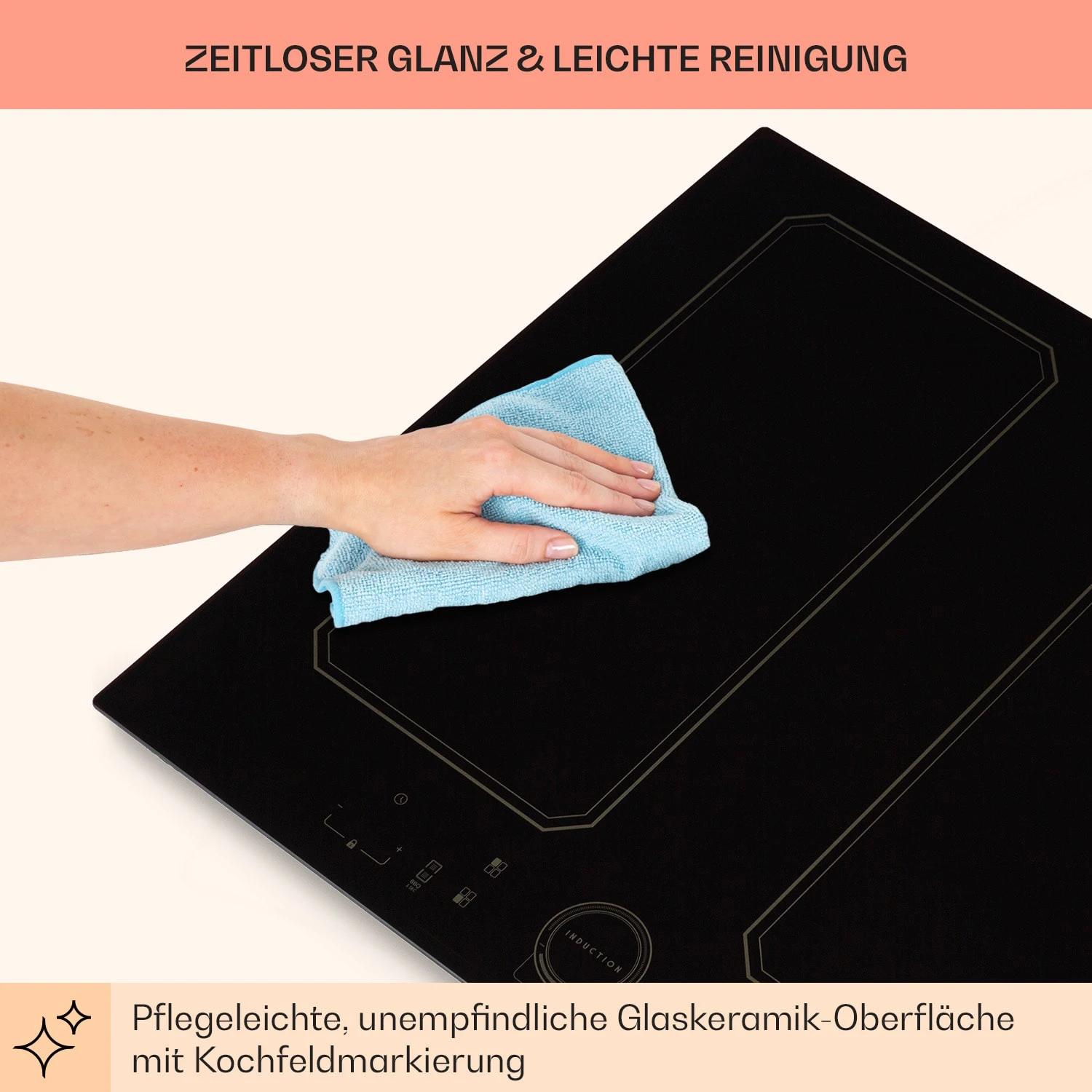 Victoria 4 Flex Induktionskochfeld Einbau 7000W 2 Flexzonen Timer – Bild 8