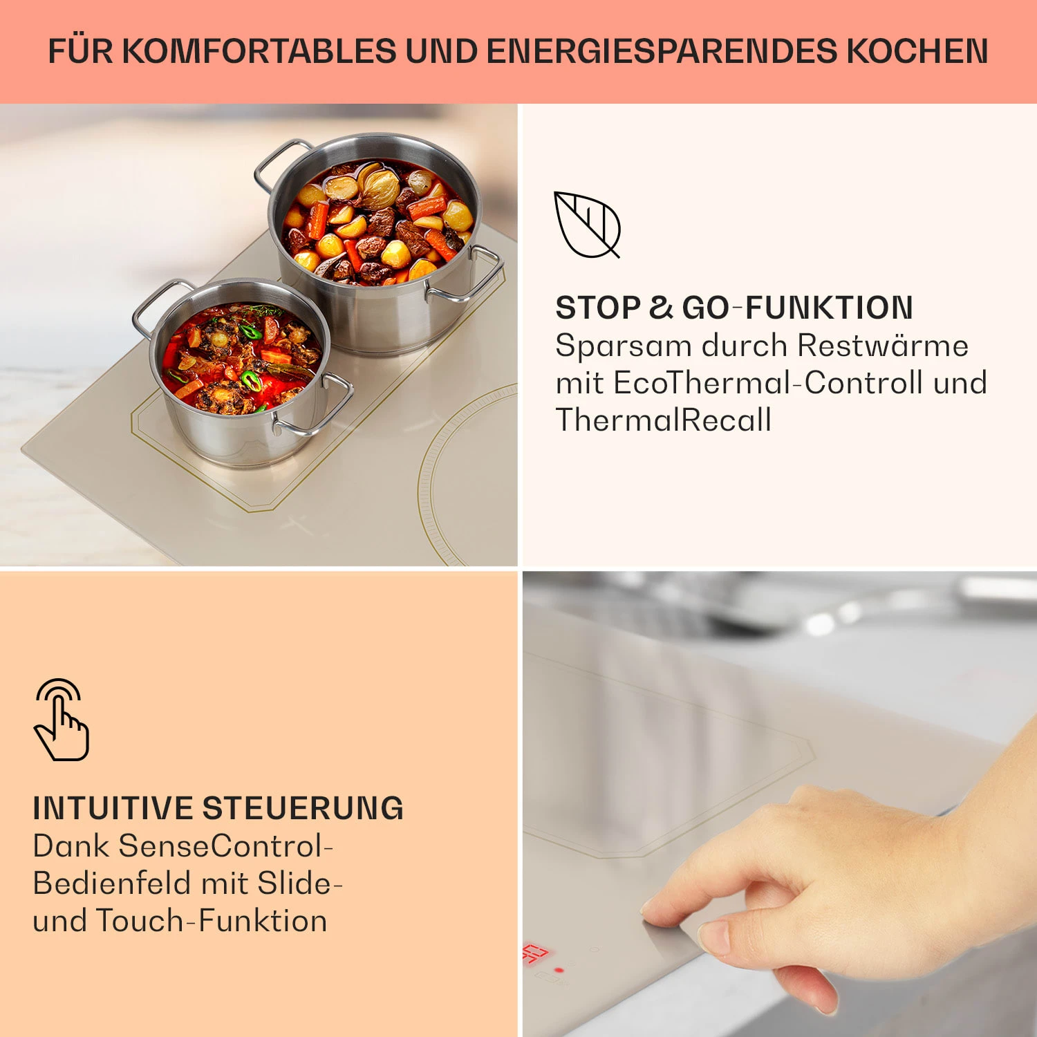 Victoria 5 Flex Induktionskochfeld Einbau 7400W 2 Flexzonen Timer – Bild 4