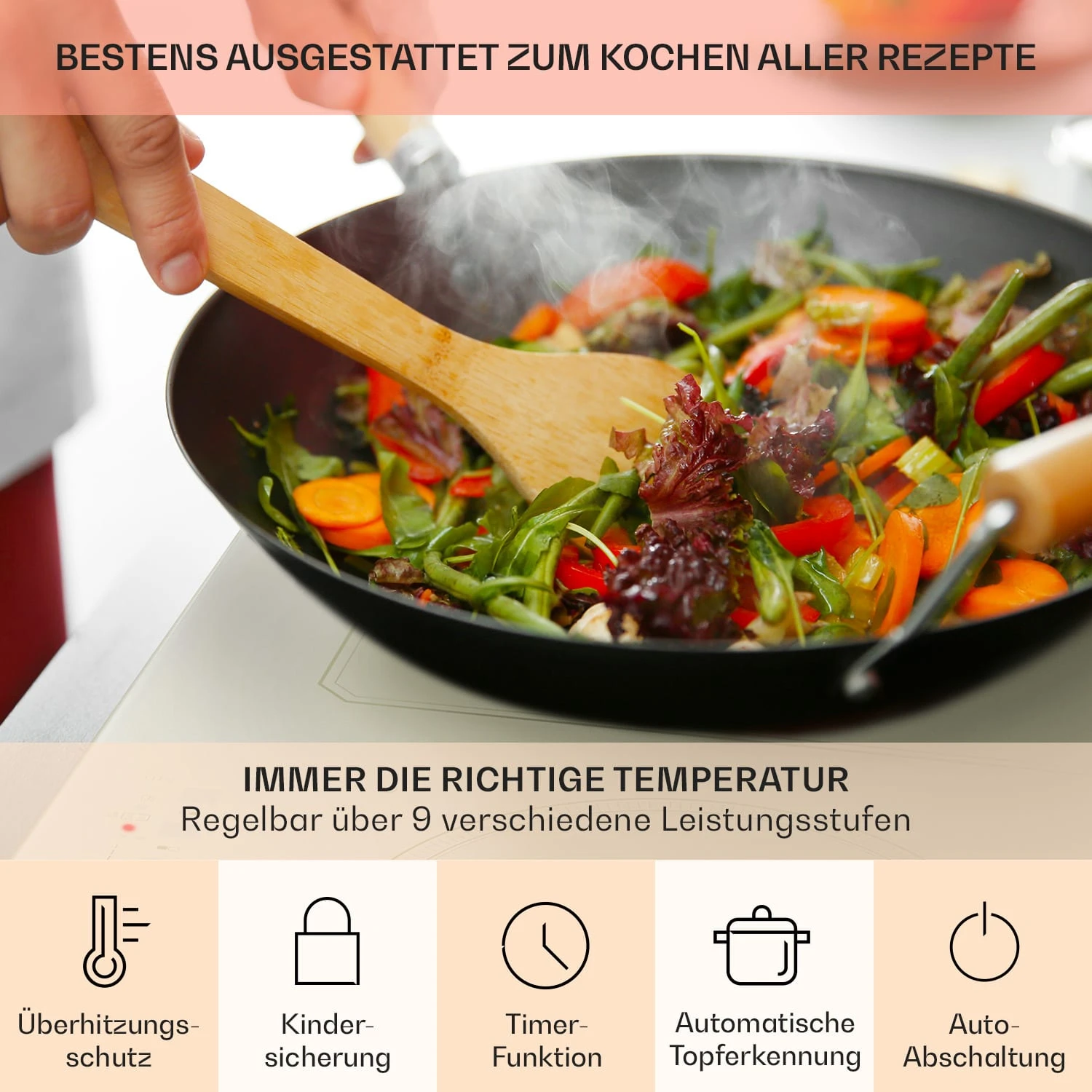 Victoria 5 Flex Induktionskochfeld Einbau 7400W 2 Flexzonen Timer – Bild 5