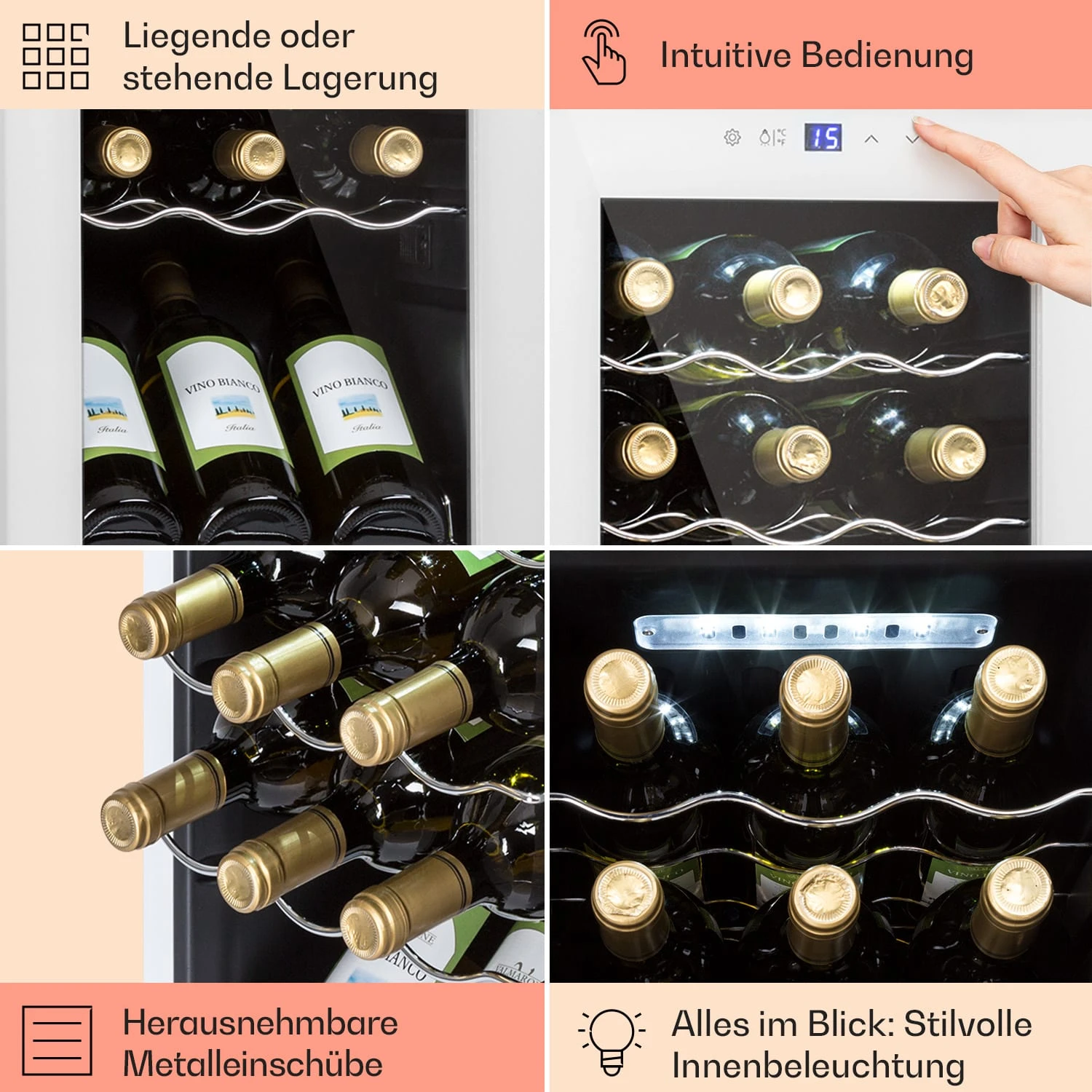 Shiraz 15 Slim Uno Weinkühlschrank 44l Touch-Bedienfeld 5-18°C – Bild 5