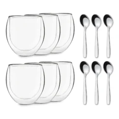 DUOS Jumbo Doppelwandiges Glas 310 Ml Thermofunktion Edelstahl-Löffel