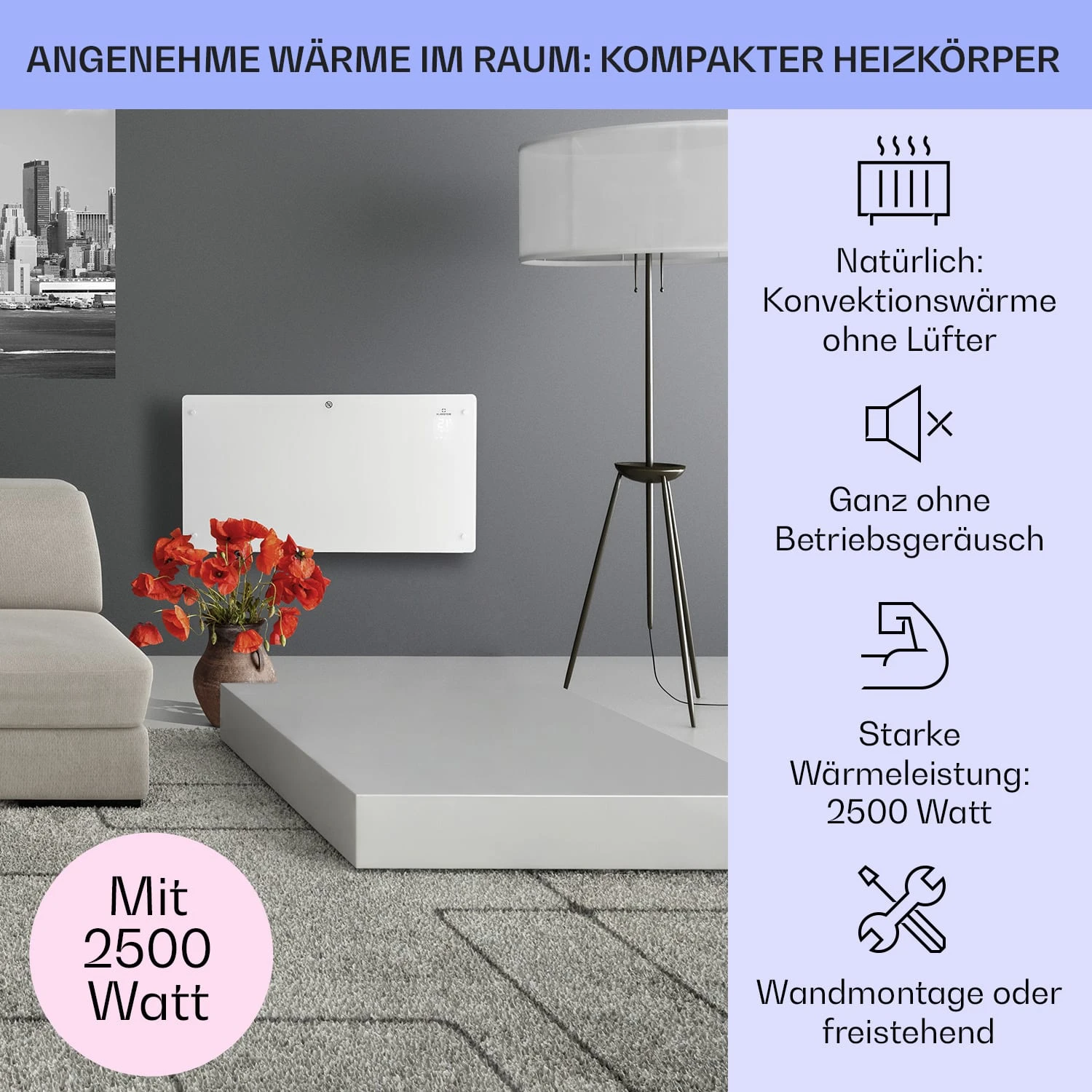 Bansin Crystal Smart Konvektions-Heizgerät 2500W 5 - 50 °C App-Steuerung – Bild 2