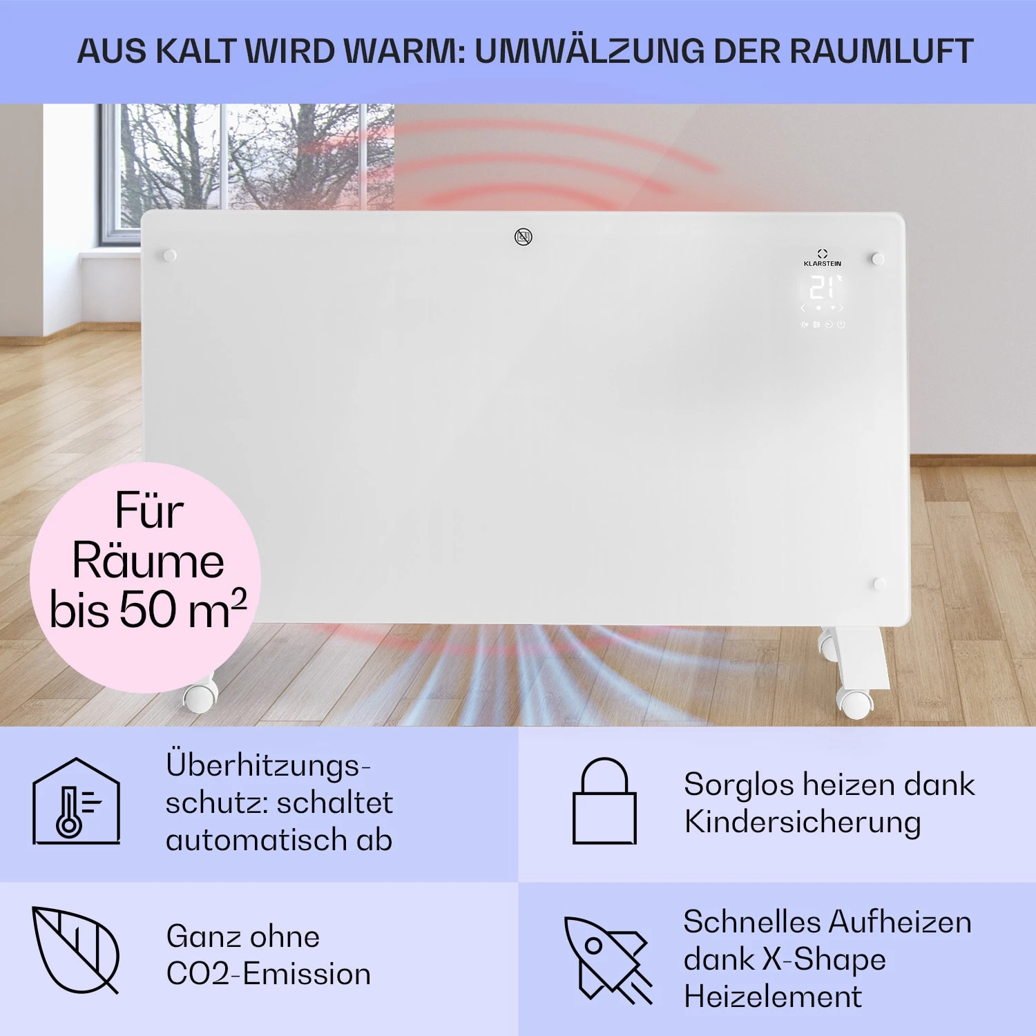 Bansin Crystal Smart Konvektions-Heizgerät 2500W 5 - 50 °C App-Steuerung – Bild 4
