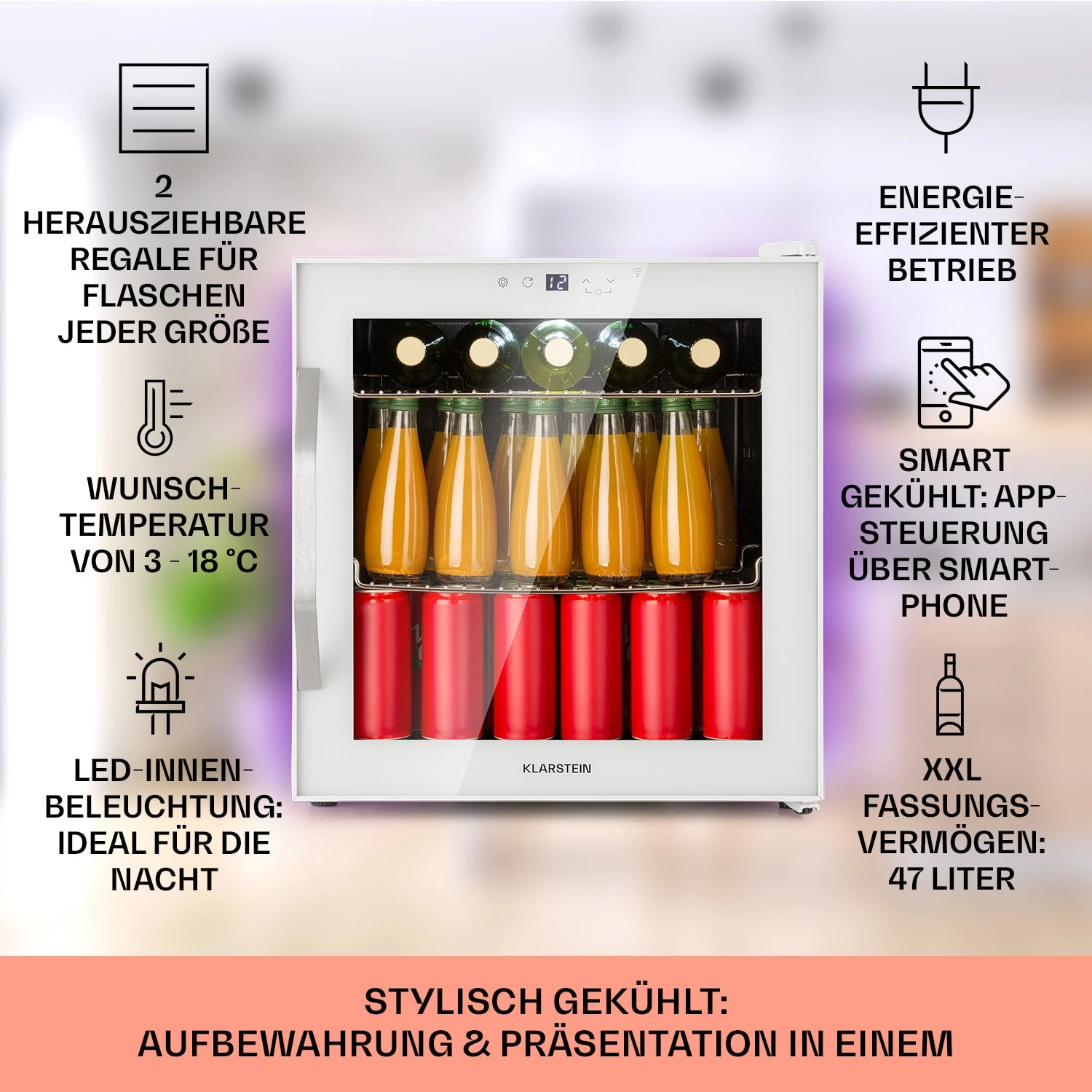 Coachella 50 Weinkühlschrank 47 Liter WiFi-Funktion Hintergrundbeleuchtung Edelstahl – Bild 2