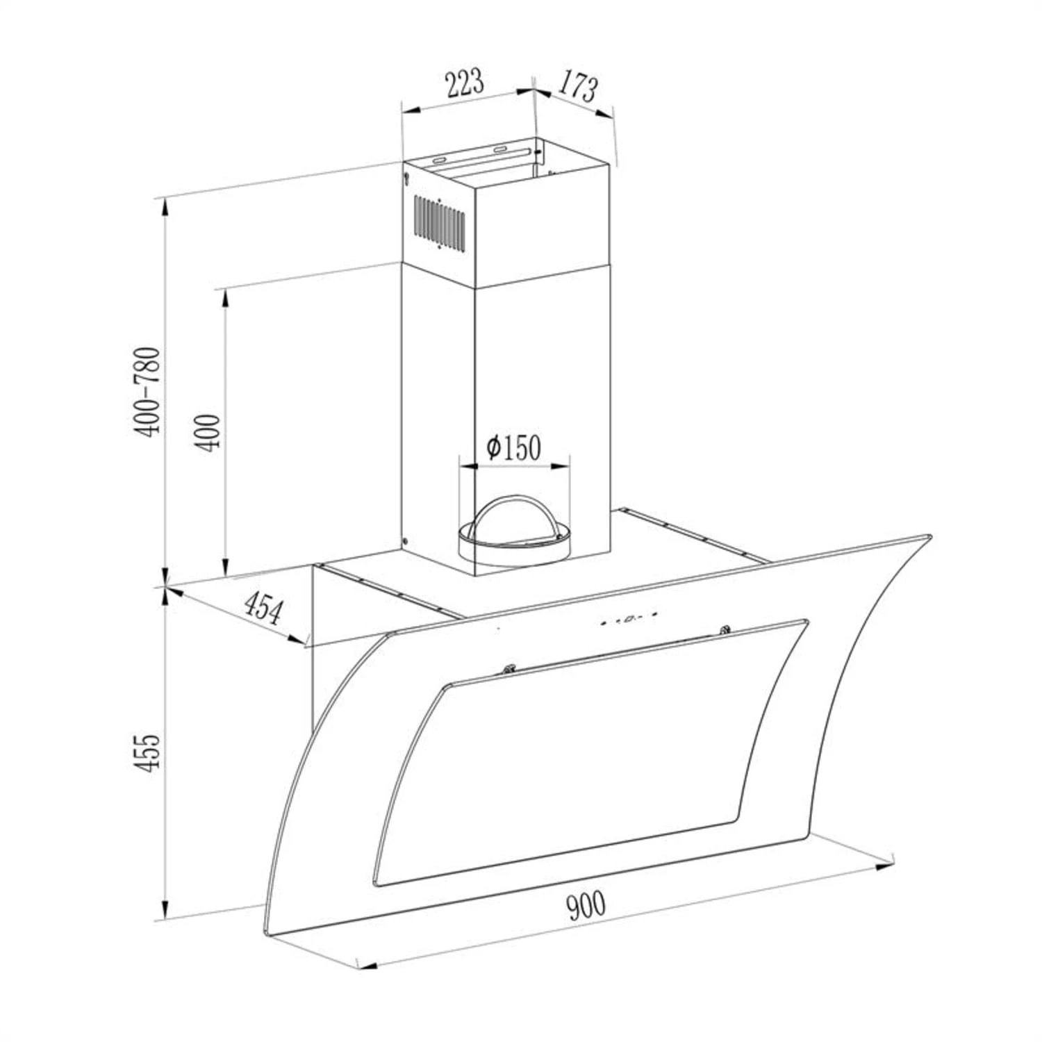 Sabia 90 Dunstabzugshaube | 90cm | 600 M³/h | Energieeffizienzklasse A | Inklusive 2 X Aktivkohlefilter – Bild 6